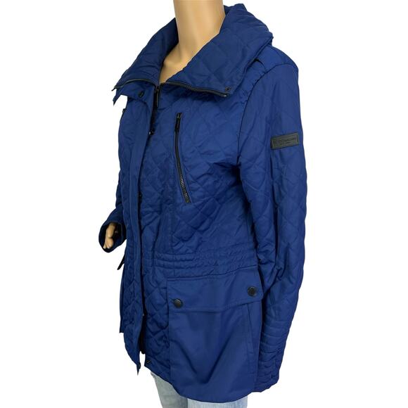 BCBGeneration Quilted Puffer Coat Royal Blue Jacket Size L - Picture 4 of 15